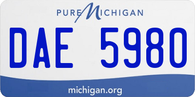 MI license plate DAE5980