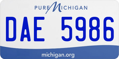 MI license plate DAE5986