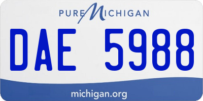 MI license plate DAE5988