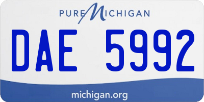 MI license plate DAE5992