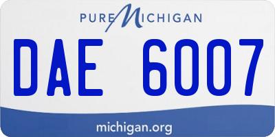 MI license plate DAE6007