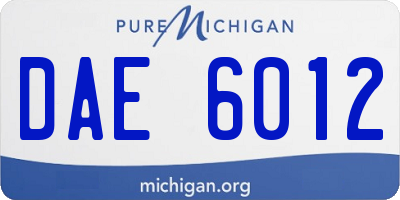 MI license plate DAE6012