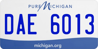 MI license plate DAE6013