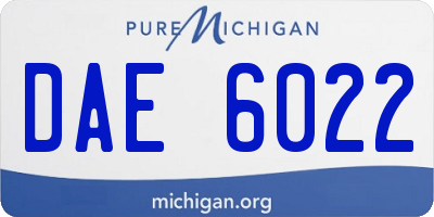 MI license plate DAE6022