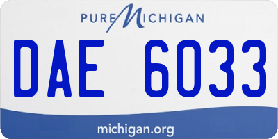 MI license plate DAE6033