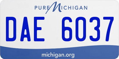 MI license plate DAE6037