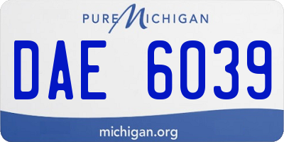 MI license plate DAE6039