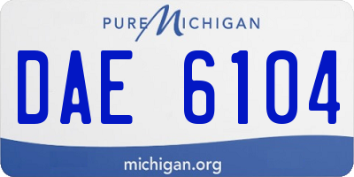 MI license plate DAE6104