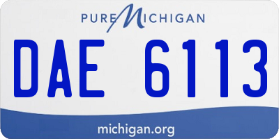 MI license plate DAE6113