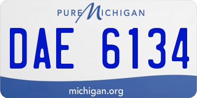 MI license plate DAE6134