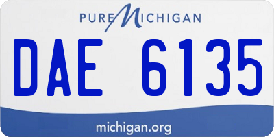 MI license plate DAE6135
