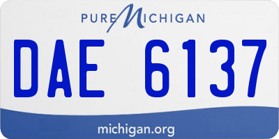 MI license plate DAE6137