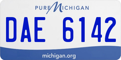 MI license plate DAE6142