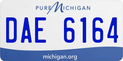 MI license plate DAE6164