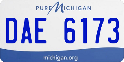 MI license plate DAE6173
