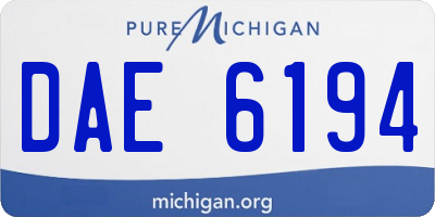 MI license plate DAE6194