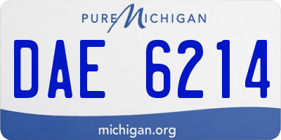 MI license plate DAE6214