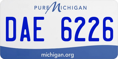 MI license plate DAE6226