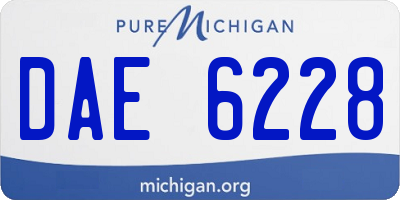 MI license plate DAE6228