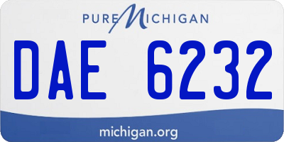 MI license plate DAE6232