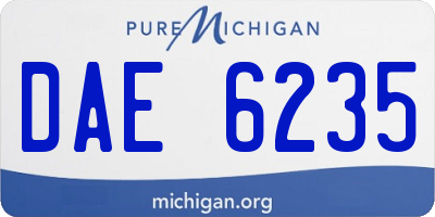 MI license plate DAE6235