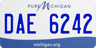 MI license plate DAE6242