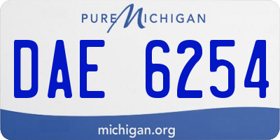 MI license plate DAE6254