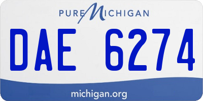 MI license plate DAE6274