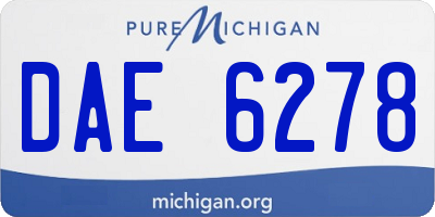 MI license plate DAE6278