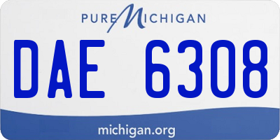 MI license plate DAE6308