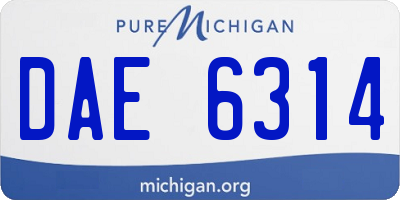 MI license plate DAE6314