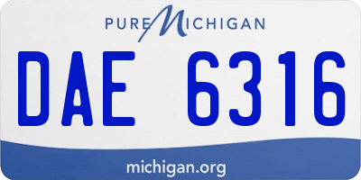 MI license plate DAE6316