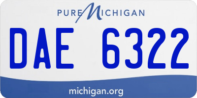MI license plate DAE6322