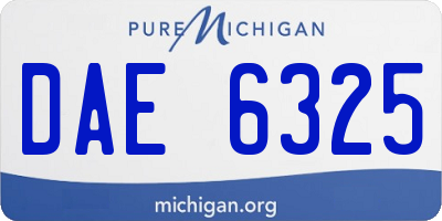 MI license plate DAE6325