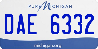 MI license plate DAE6332