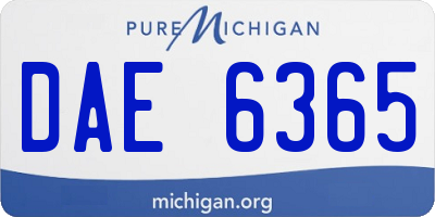 MI license plate DAE6365