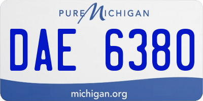 MI license plate DAE6380