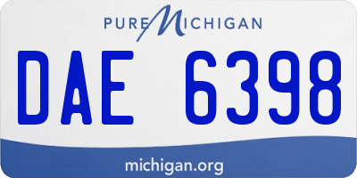 MI license plate DAE6398