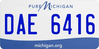 MI license plate DAE6416
