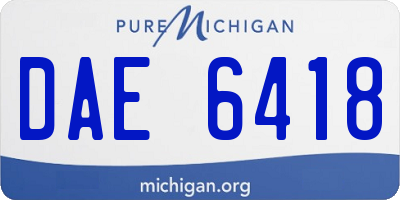 MI license plate DAE6418