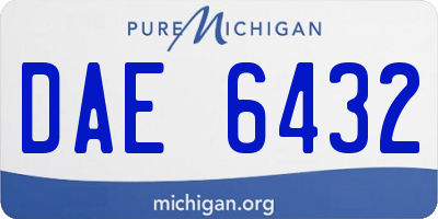 MI license plate DAE6432