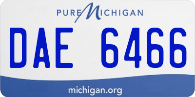 MI license plate DAE6466