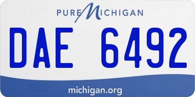 MI license plate DAE6492