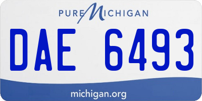 MI license plate DAE6493