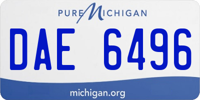 MI license plate DAE6496