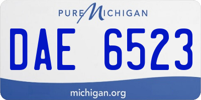 MI license plate DAE6523