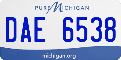 MI license plate DAE6538