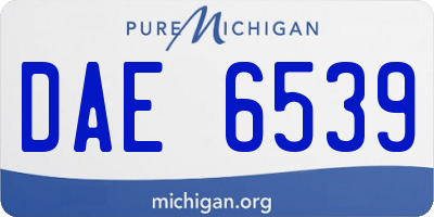 MI license plate DAE6539