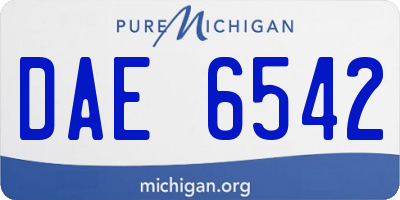 MI license plate DAE6542
