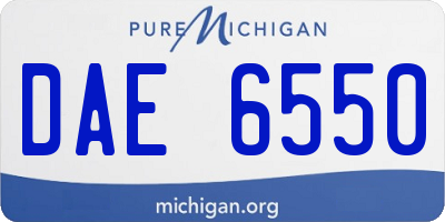 MI license plate DAE6550